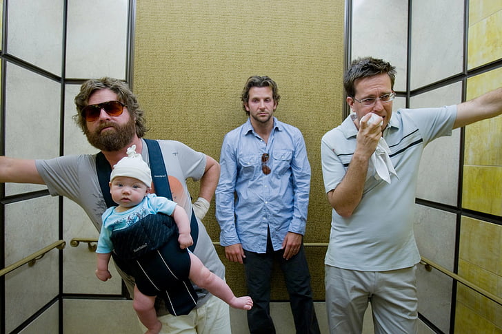 Movie, The Hangover, Bradley Cooper, Ed Helms, Zach Galifianakis, HD wallpaper