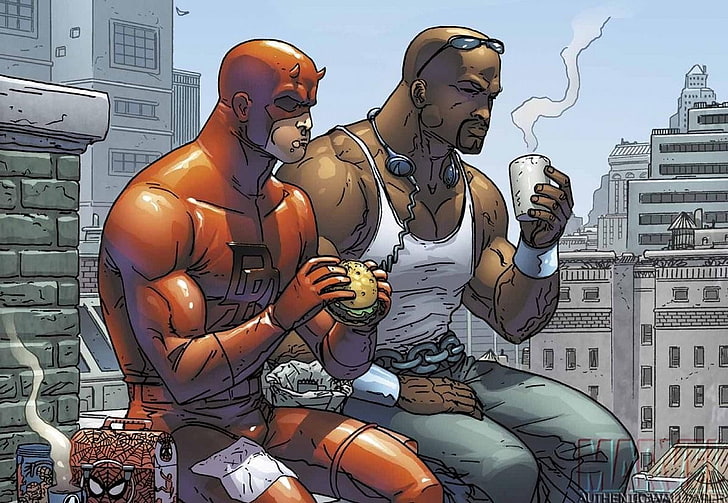 Marvel characters digital wallpaper, Daredevil, Luke Cage, Power Man