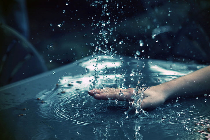 clear water, hands, one person, human body part, human hand, motion, HD wallpaper