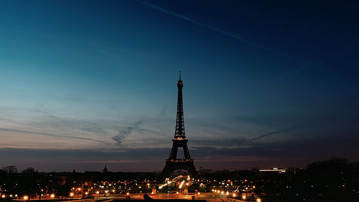 Hd Wallpaper French Lights Silhouette Paris Night Sky