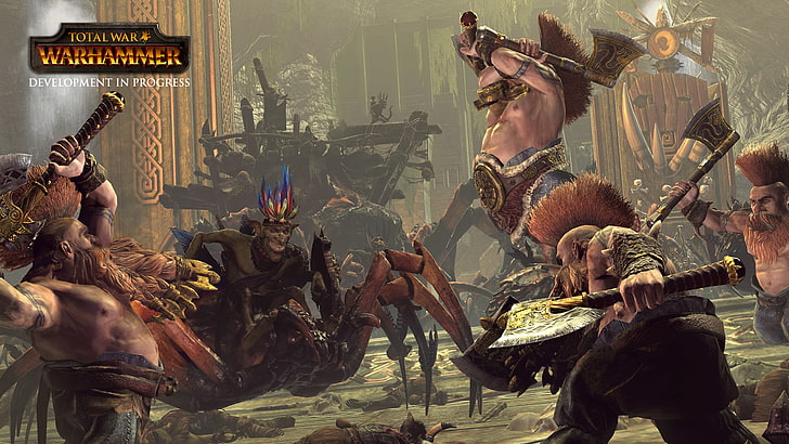 dwarfs, axes, Total War: Warhammer, architecture, representation