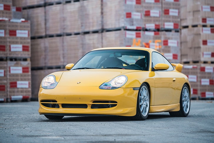 (996), 2000, 911, cars, clubsport, gt3, porsche, yellow, HD wallpaper