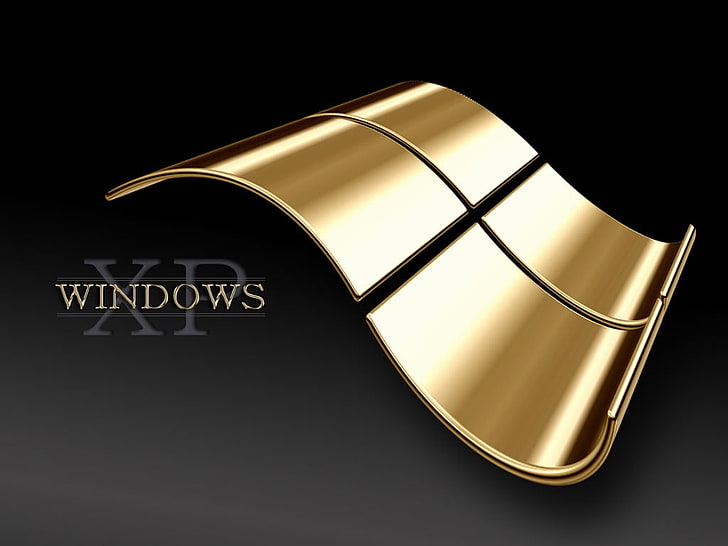 Microsoft Windows XP Gold, Windows XP logo, Computers, black, HD wallpaper
