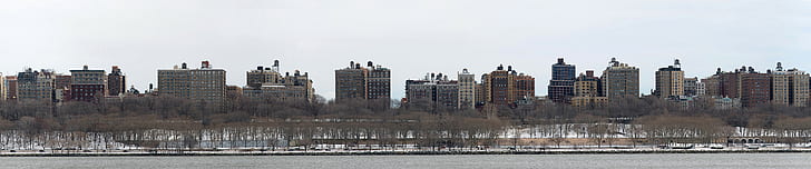 New York City, triple screen, wide angle, cityscape, winter, HD wallpaper