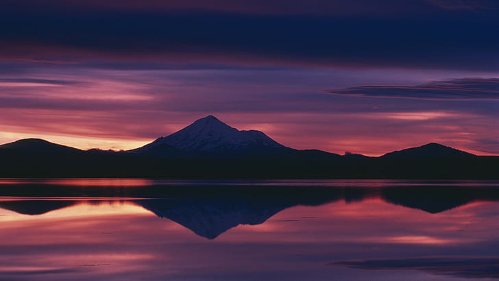 Mount Shasta, mountains, sky, landscape, California, sunset, HD wallpaper