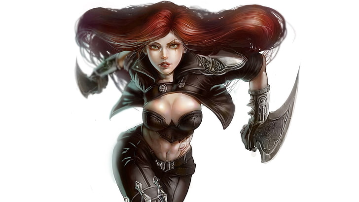 animated female character, League of Legends, video games, Katarina the Sinister Blade, HD wallpaper