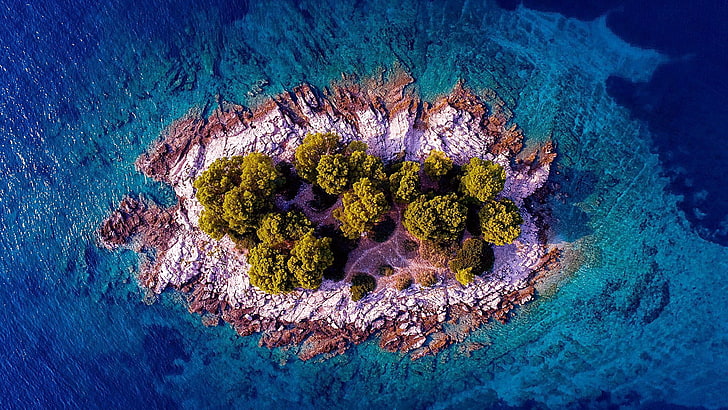drone photography, drone view, aerial view, sea, island, islet