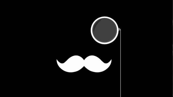 mustache wallpape, minimalism, black, moustache, copy space, night, HD wallpaper