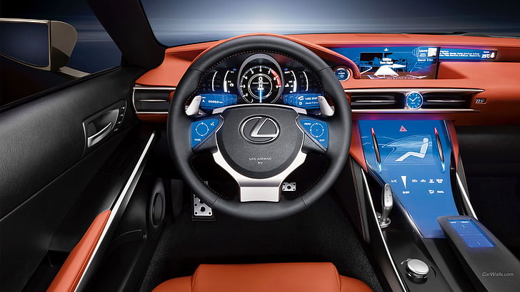 black Lexus multifunction steering wheel, Lexus LF-CC, concept cars, HD wallpaper