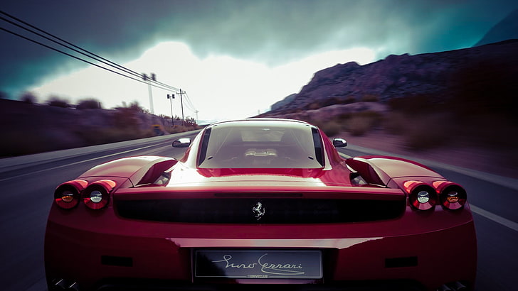 red Ferrari supercar, Driveclub, Enzo Ferrari, racing, transportation, HD wallpaper