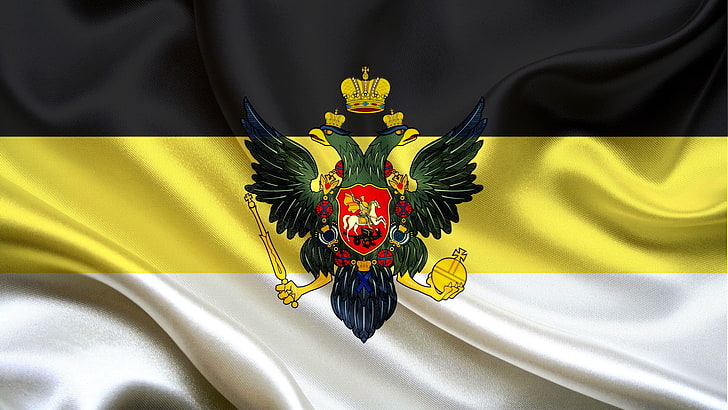 black, yellow, and white flag illustration, Russian, Empire, symbol