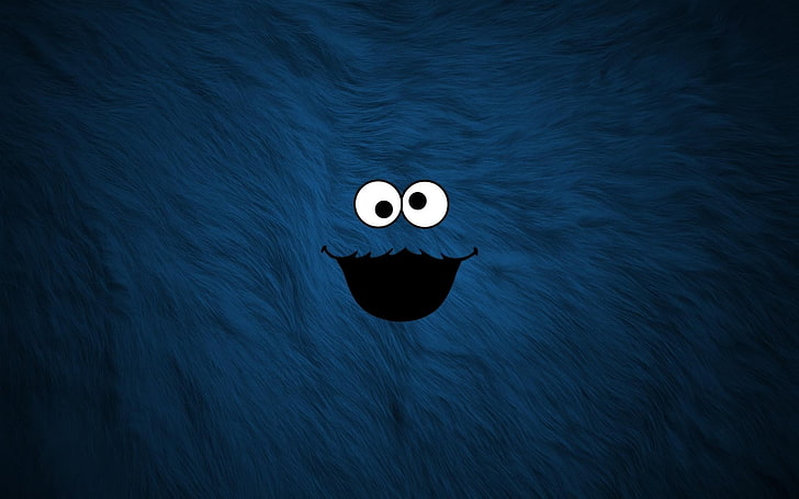 blue Sesame Street digital wallpaper, Cookie Monster, fur, animal