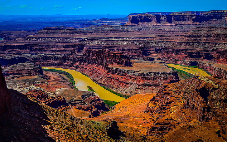 Dead Horse Point State Park Snake River Turmeric Color Of Utah In The United States Desktop Wallpaper Hd For Mobile Phones And Laptops 3840×2400, HD wallpaper