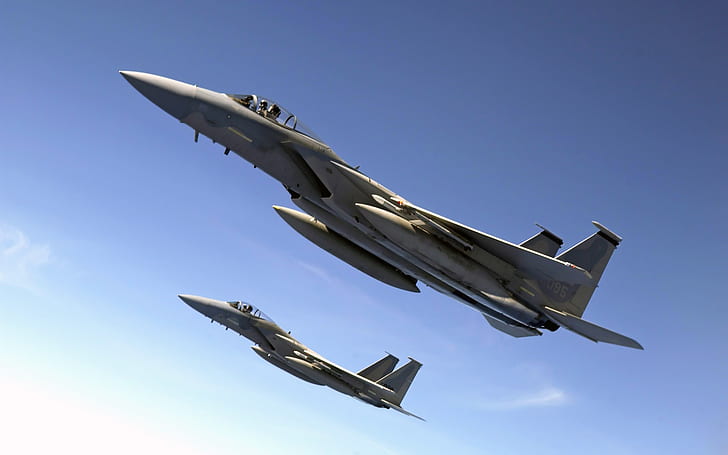 F 15 Eagles Fly Over the Pacific Ocean HD, planes, HD wallpaper