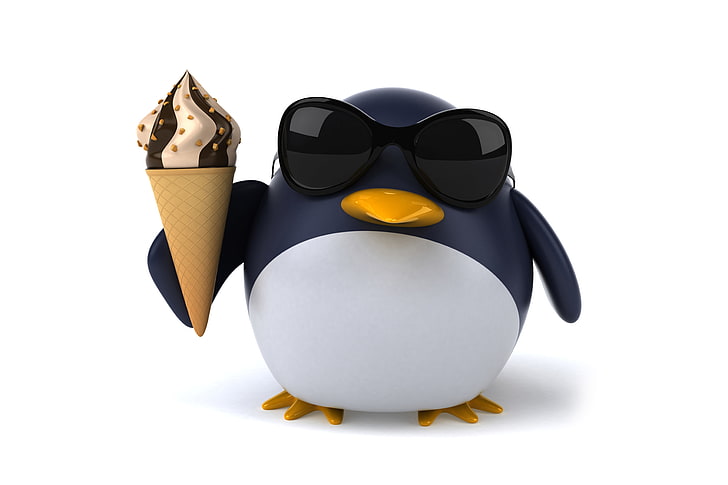 penguin clip art, character, funny, ice cream, pinguin, HD wallpaper