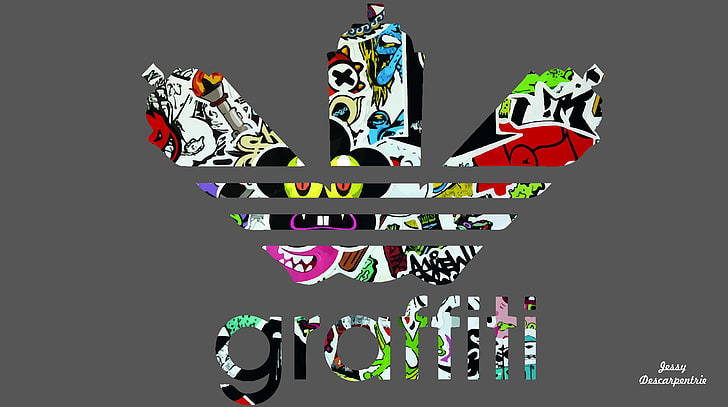 Adidas-Graffiti_Jessy-Descarpentrie, multicolored graffiti logo, HD wallpaper