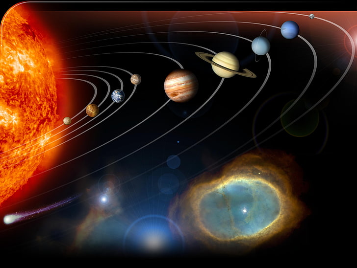 Solar System, solar system digital wallpaper, 3D, Space, star