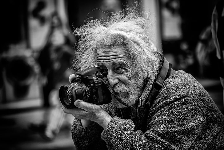 camera, photographer, monochrome, Ara Güler, one person, senior adult, HD wallpaper