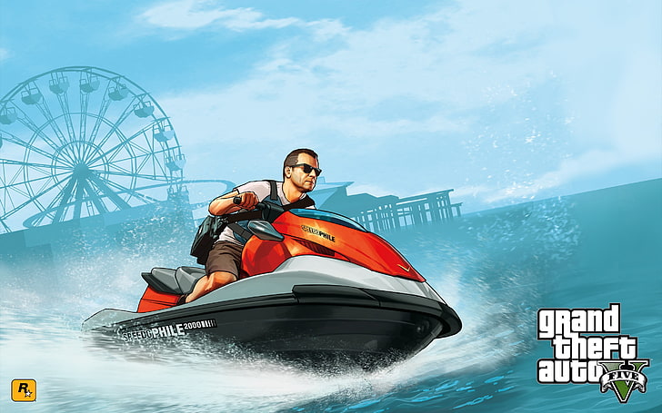 Grand Theft Auto V digital wallpaper, video games, water, nautical vessel