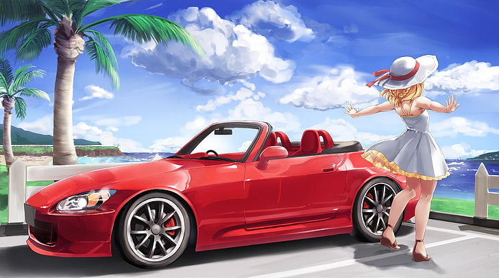 1440x900px Free Download Hd Wallpaper Anime Anime Girls Dress Car Hat Short Hair
