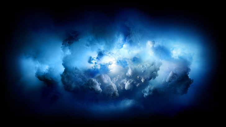clouds illustration, black background, blue background, cloud - sky, HD wallpaper