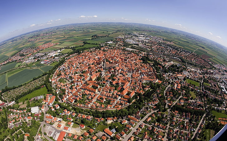 brown and white roof, city, cityscape, Germany, bird's eye view