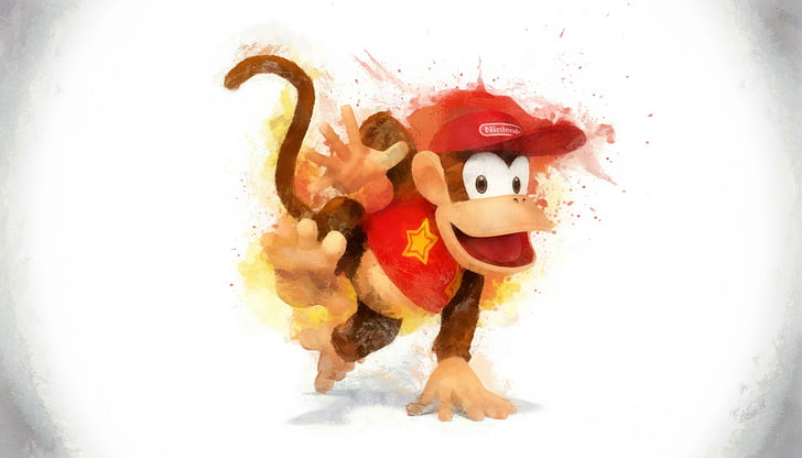Nintendo monkey digital wallpaper, Super Smash Brothers, red
