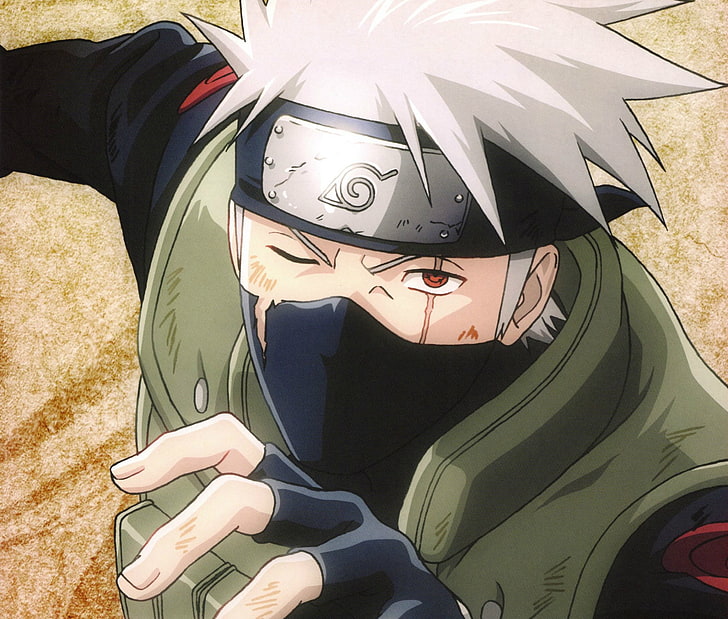 Hatake Kakashi, hand, headband, Naruto, scar, sharingan, ninja