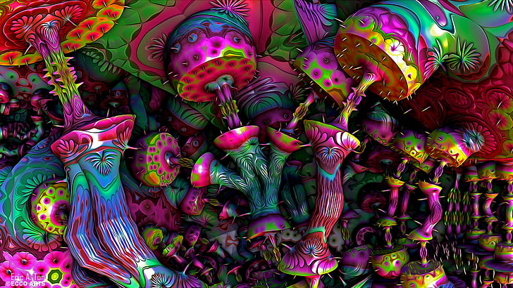Artistic, Psychedelic, Colorful, Colors, Mushroom, Trippy, HD wallpaper