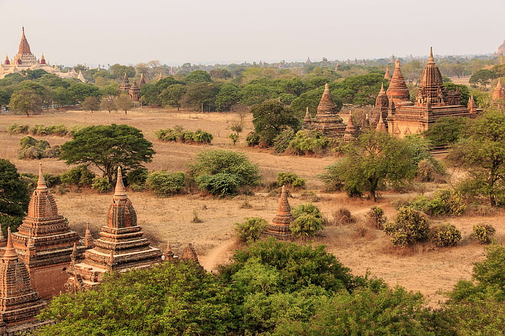 ancient, architecture, asia, attraction, bagan, buddhism, burma, HD wallpaper
