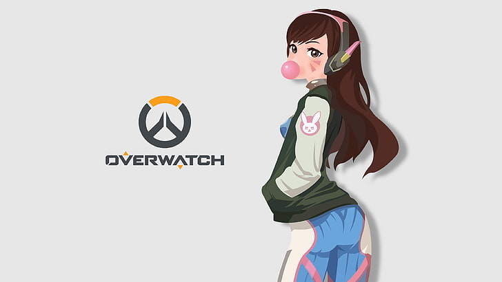 Overwatch illustration, D.Va (Overwatch), one person, studio shot, HD wallpaper