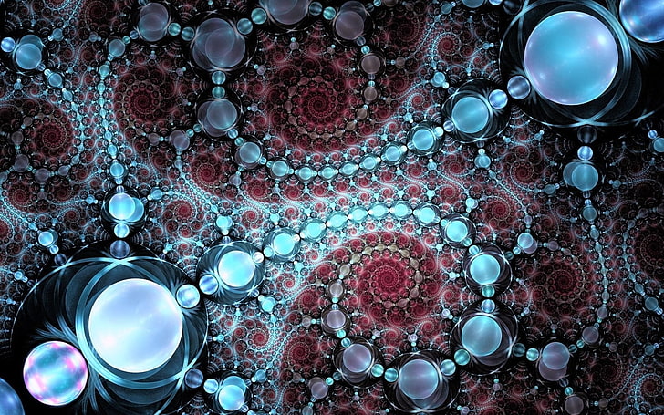 red and multicolored circular pattern digital wallpaper, fractal, HD wallpaper