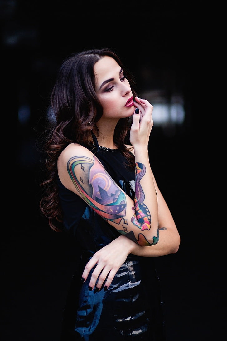 HD wallpaper: black, tattoo, women, one person, young adult, hairstyle,  beauty | Wallpaper Flare