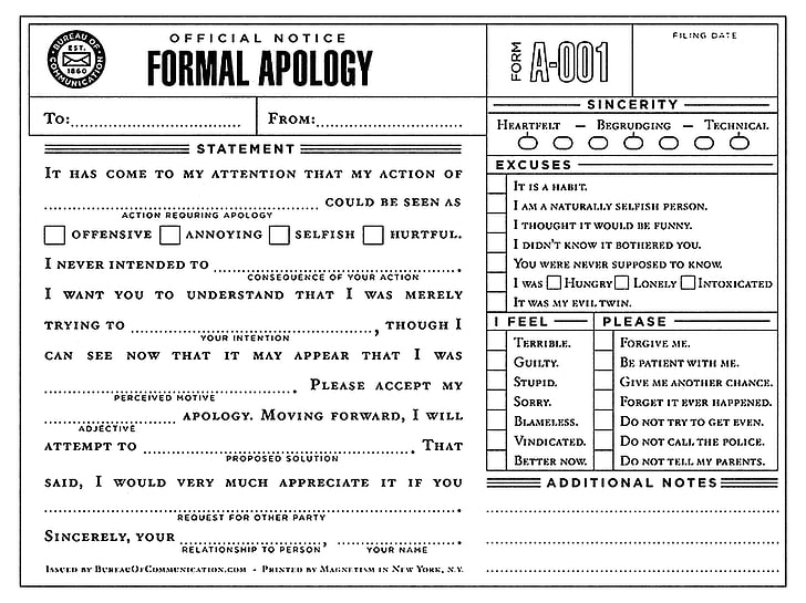 HD wallpaper: formal apology form, humor, office, white background ...