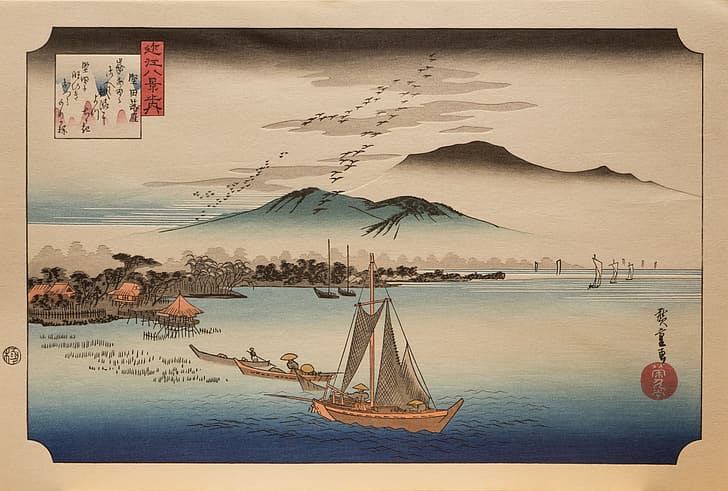 Utagawa Hiroshige, woodblock print, Japanese Art, Traditional Artwork, HD wallpaper