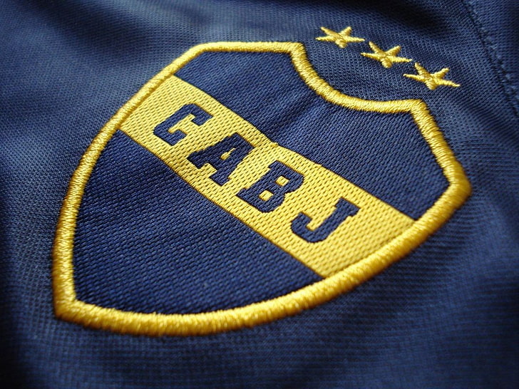 Boca Juniors, blue, yellow, sport, soccer, textile, close-up, HD wallpaper