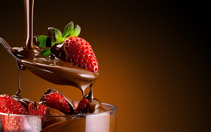 Chocolate and Strawberries Dessert, HD wallpaper