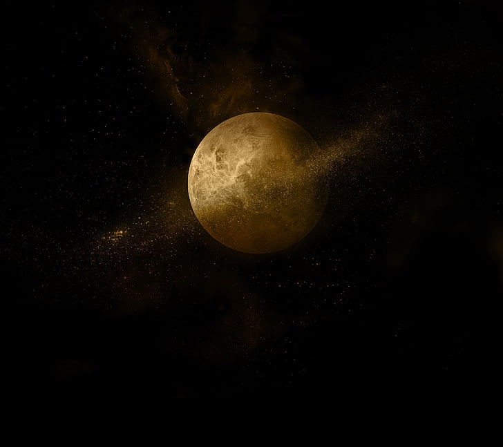 moon illustration, Cosmic dust, Planet, Dark, Huawei Honor V8 HD wallpaper