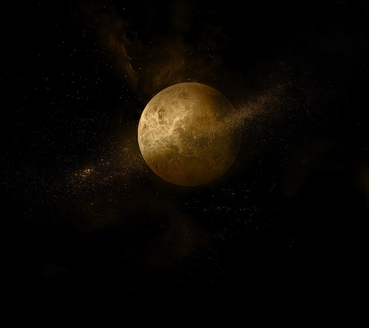 Moon, Dark, Cosmic dust, Huawei Honor V8, Stock, Planet HD wallpaper