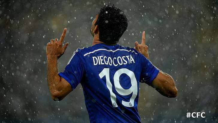 Chelsea FC, Diego Costa, men, soccer, sport, sports, rear view, HD wallpaper