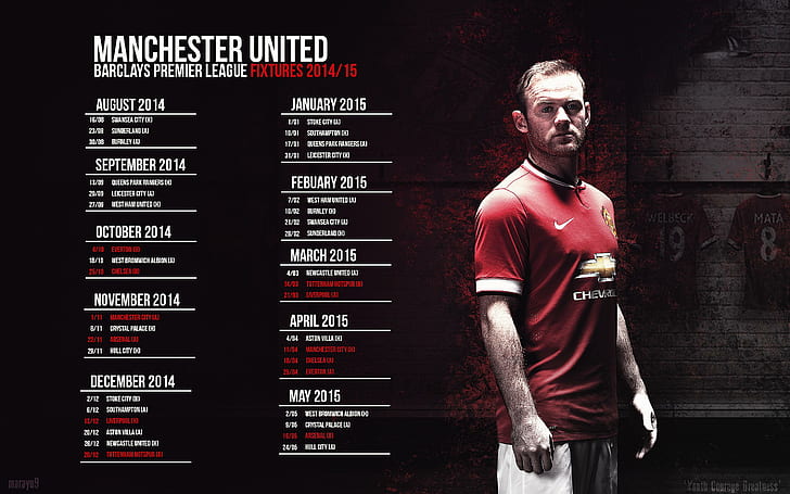 Manchester United fixtures 2014/15, manchester united barclays premier league, HD wallpaper