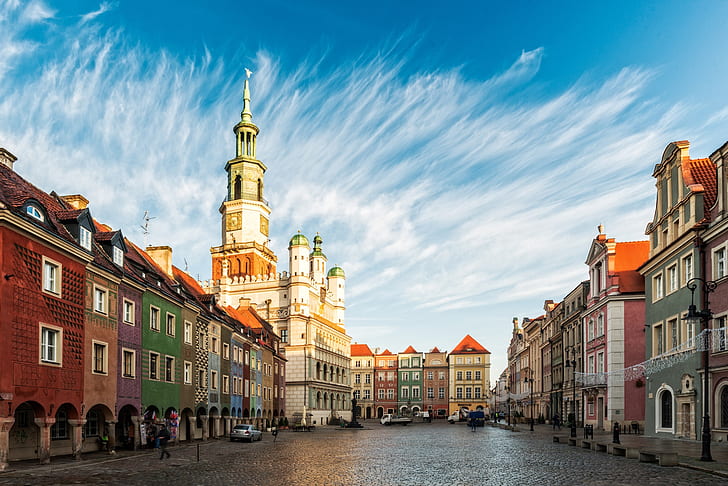 the sky, building, home, area, Poland, Poznan, Old town, Poznań Town Hall, HD wallpaper