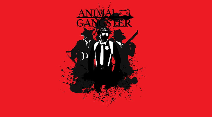 Animal Gangster illustration, minimalism, American Gangster, tommy gun, HD wallpaper