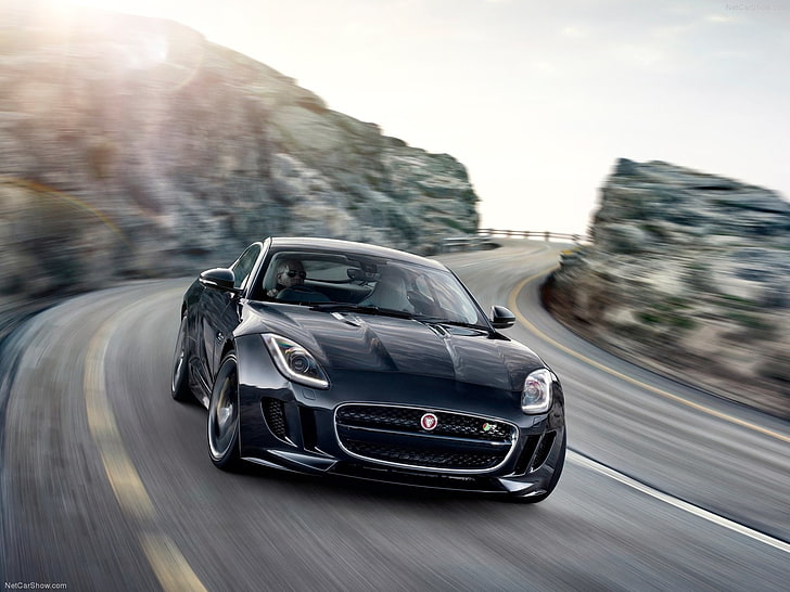 2015, Jaguar F-Type, coupe, black, road, mode of transportation, HD wallpaper