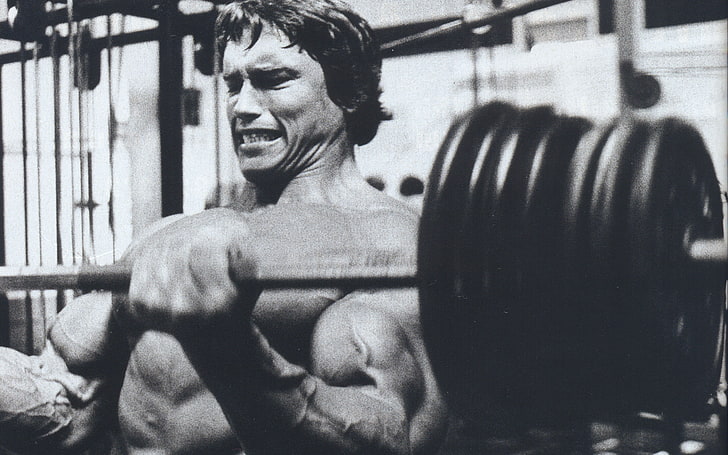 black adjustable barbell, Actor, Arnold Schwarzenegger, young, HD wallpaper