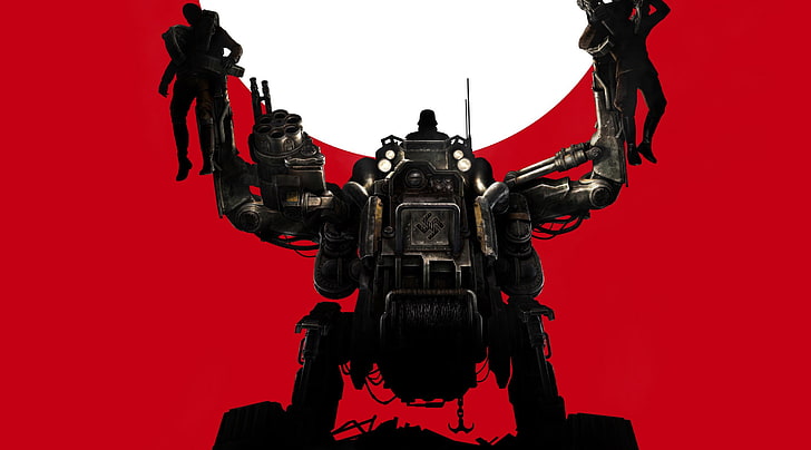 wolfenstein the new order, red, studio shot, colored background, HD wallpaper