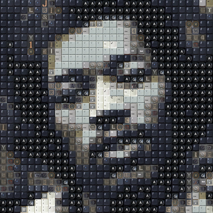 Jimi Hendrix keyboard themed photo, artwork, mosaic, men, face