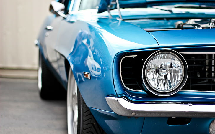 American cars, Headlights, Chevrolet Camaro SS, 1969 Chevrolet Camaro SS, HD wallpaper