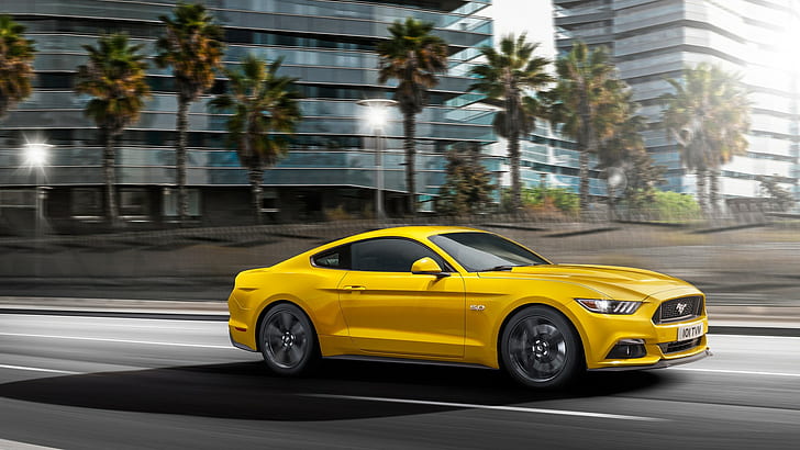 Ford Mustang, motion blur, car, road, HD wallpaper