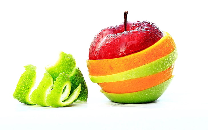 Apple and Orange fruit, segments, food, freshness, apple - Fruit, HD wallpaper